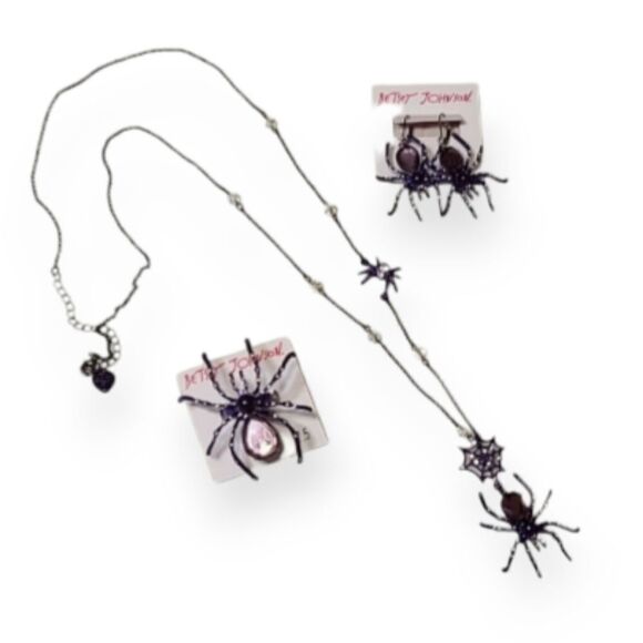 Betsey Johnson Purple Spider Set NEW,  bracelet, necklace, and ring - Picture 1 of 10